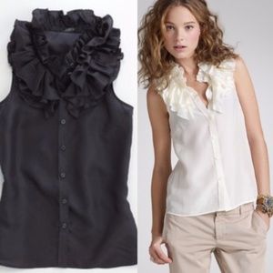 J. Crew 100% Silk Kelsey Ruffle Top size 2
